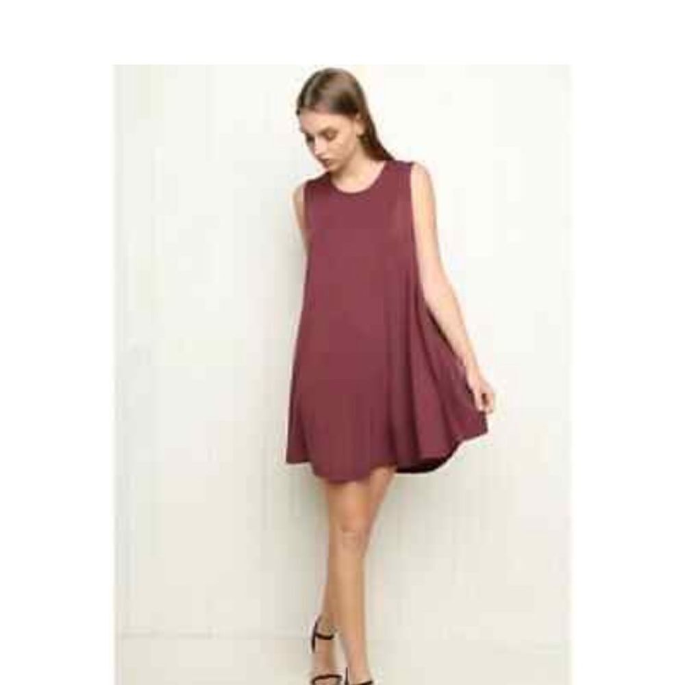 Brandy Melville Alena Swing Mini Dress One Size Sleeveless Burgandy